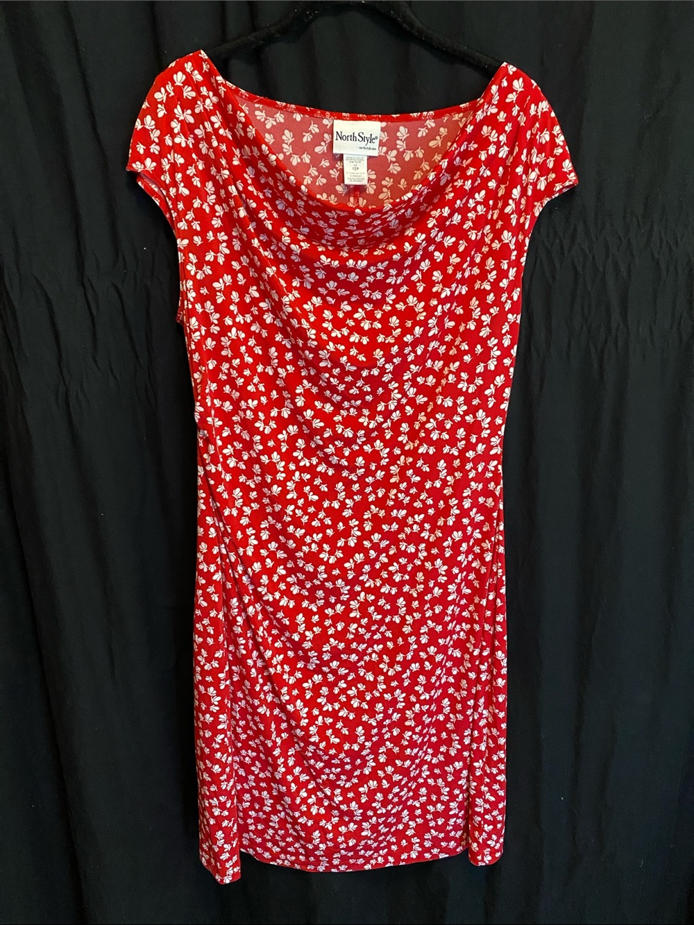 Vintage NorthStyle Red Dress with White Floral Print